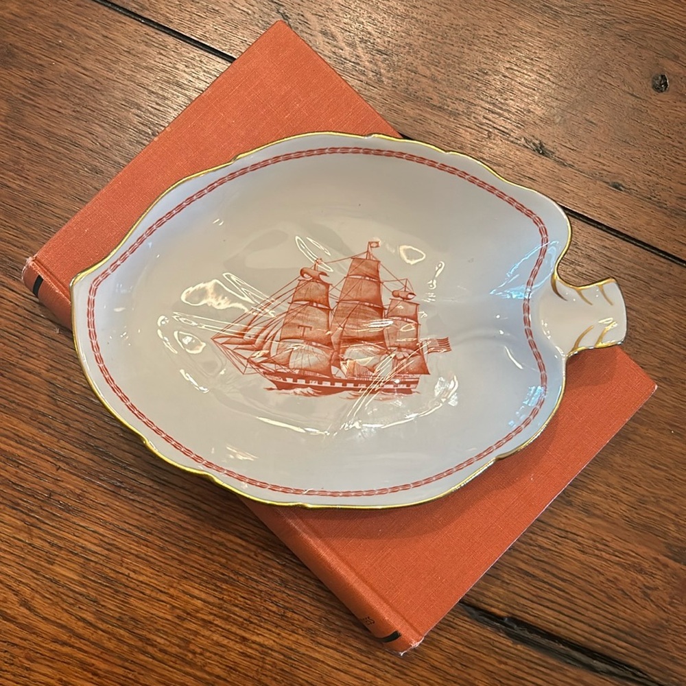 Spode White Diamond Liner Leaf Trinket or Calling Card Tray